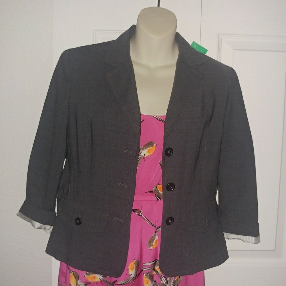 Express | 3/4 Sleeve Gray Button Front Jacket Pro… - image 1